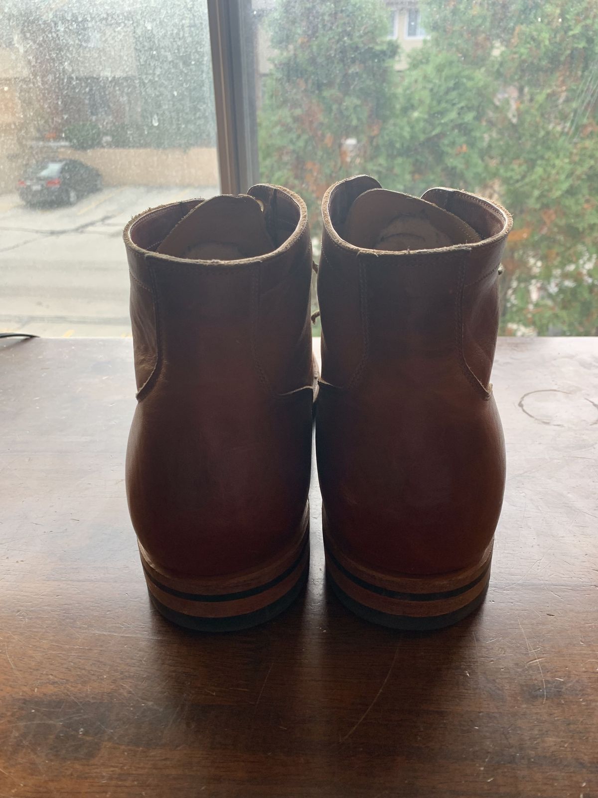 Photo by patinathunderdome on November 4, 2021 of the Viberg Service Boot in Horween Burned Oak Dublin.
