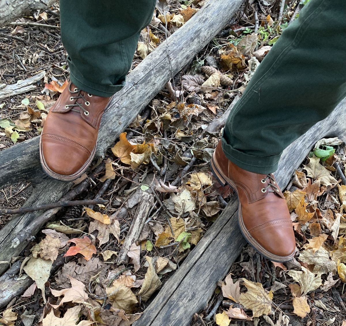 Photo by patinathunderdome on December 4, 2021 of the Viberg Service Boot in Horween Burned Oak Dublin.