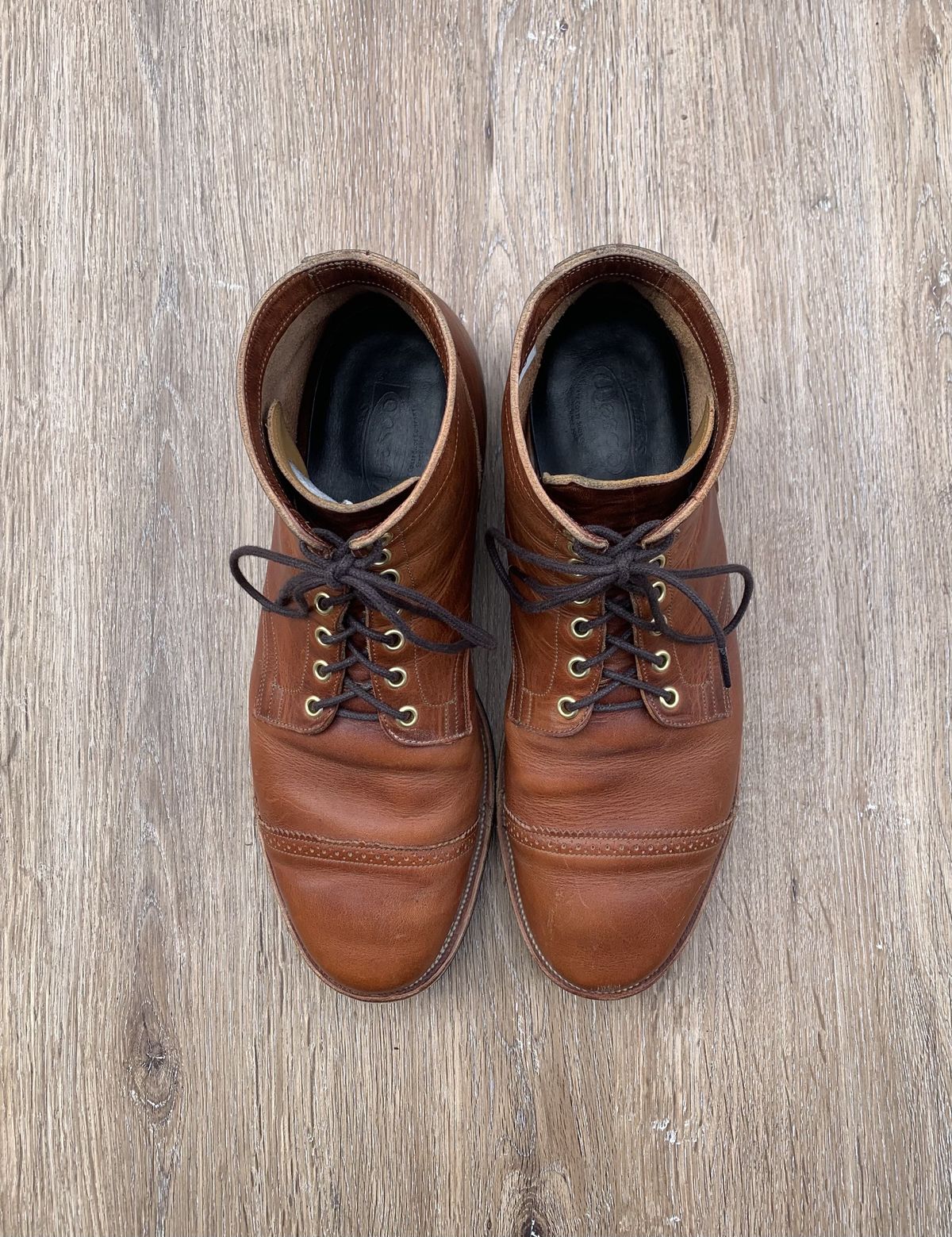 Photo by patinathunderdome on December 4, 2021 of the Viberg Service Boot in Horween Burned Oak Dublin.