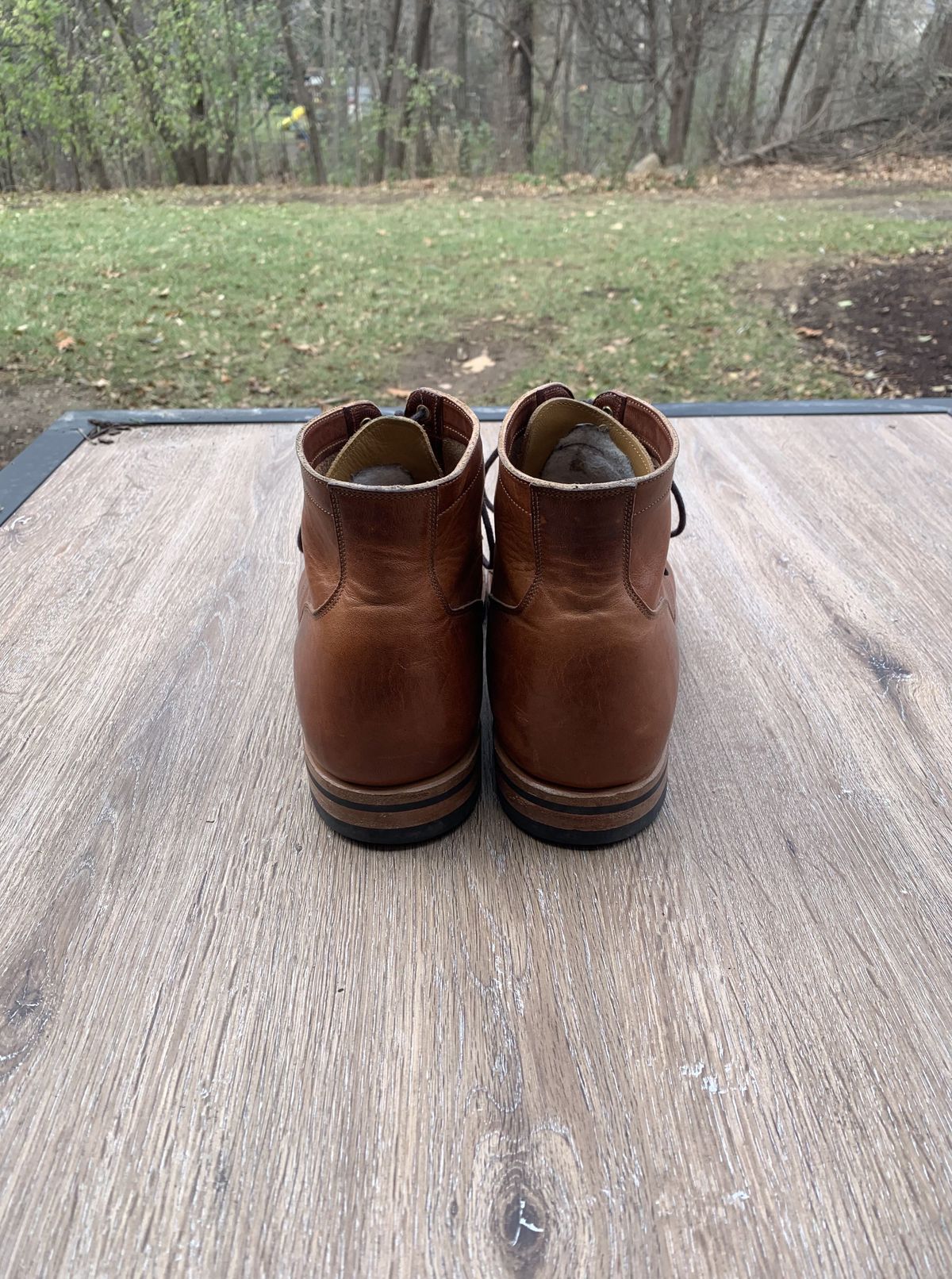 Photo by patinathunderdome on December 4, 2021 of the Viberg Service Boot in Horween Burned Oak Dublin.