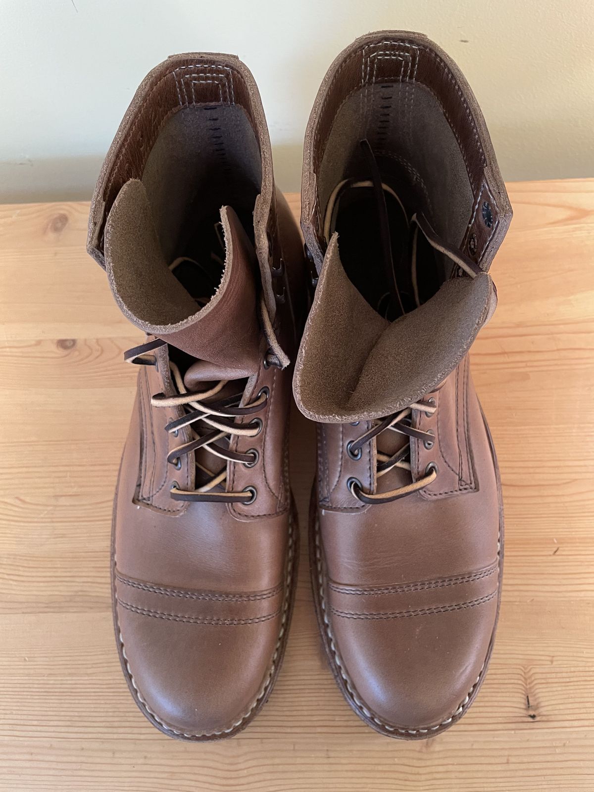 Photo by patinathunderdome on September 30, 2021 of the White's MP-Sherman Toe Cap in Horween Natural Chromexcel.
