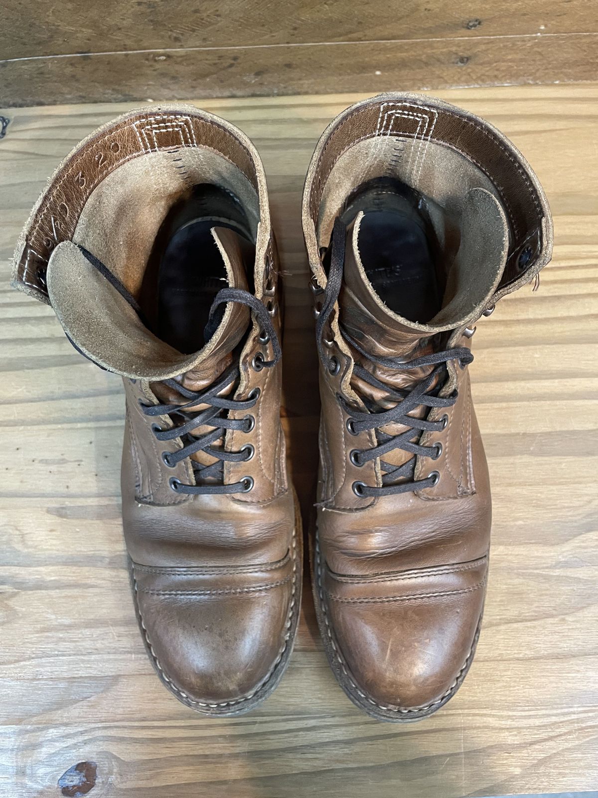 Photo by patinathunderdome on December 4, 2021 of the White's MP-Sherman Toe Cap in Horween Natural Chromexcel.