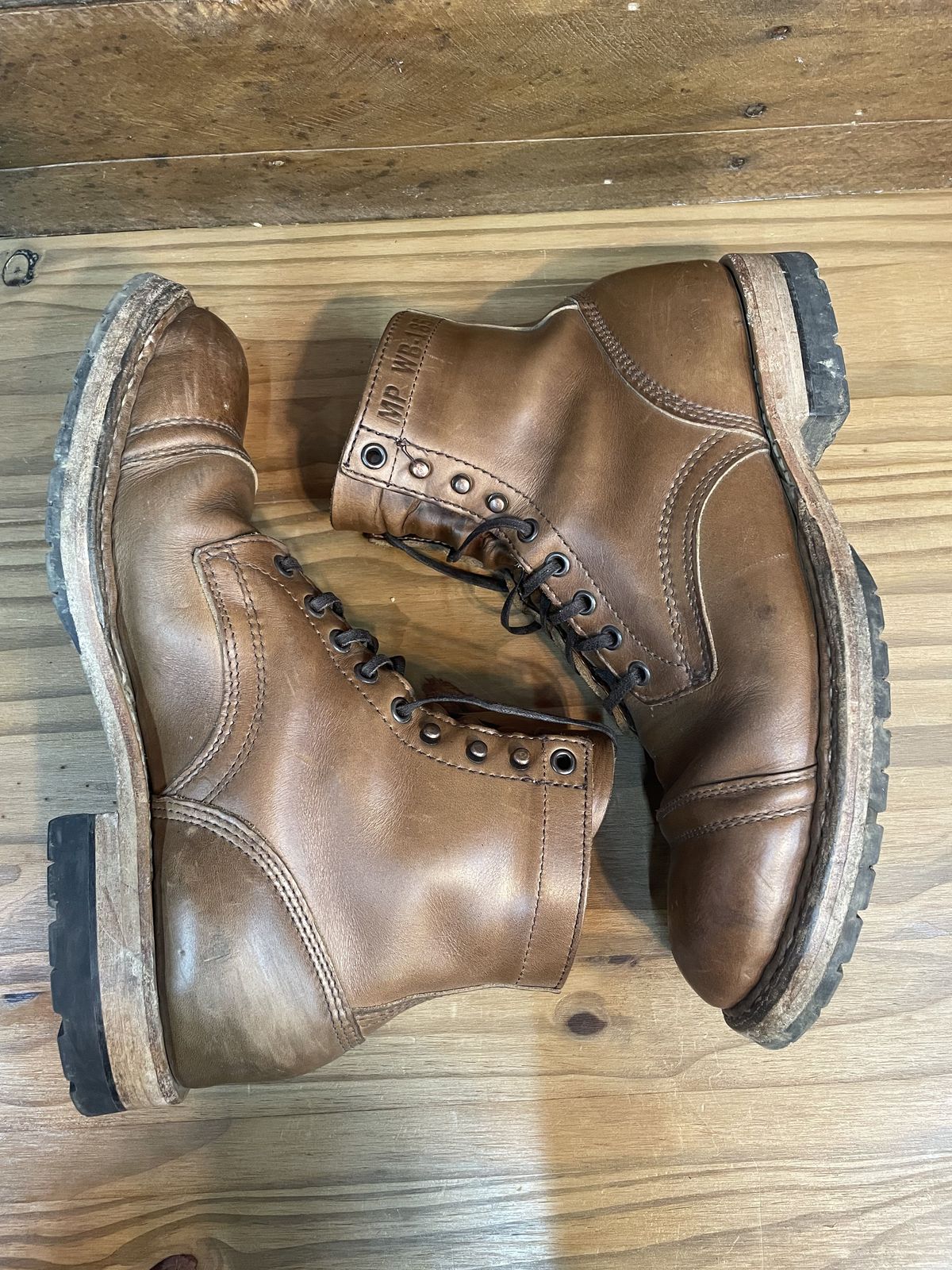 Photo by patinathunderdome on December 4, 2021 of the White's MP-Sherman Toe Cap in Horween Natural Chromexcel.