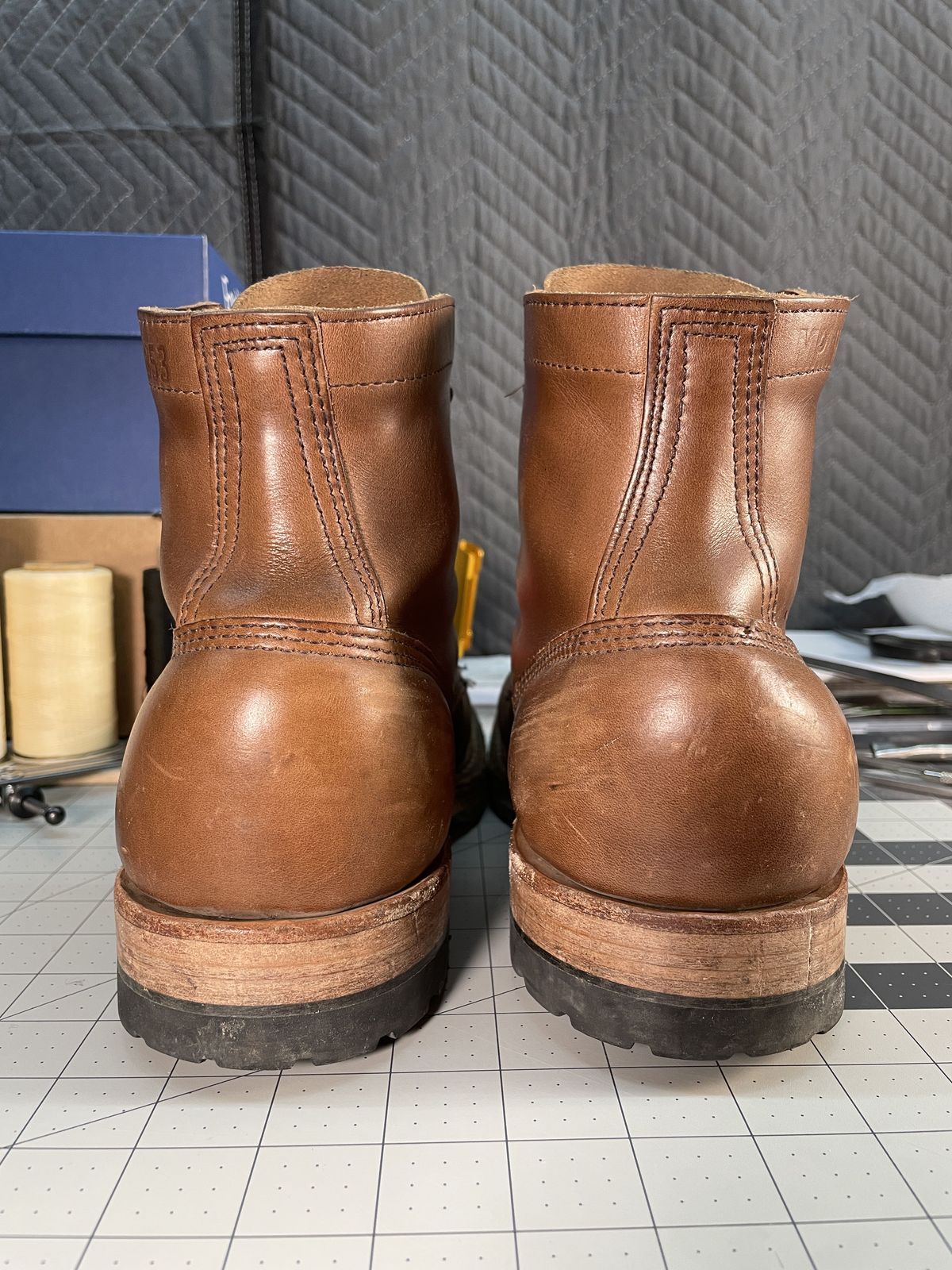 Photo by patinathunderdome on January 4, 2022 of the White's MP-Sherman Toe Cap in Horween Natural Chromexcel.