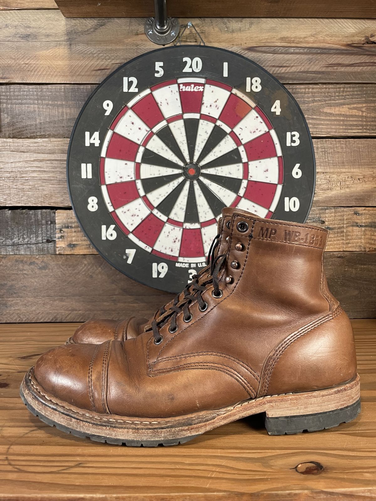 Photo by patinathunderdome on March 5, 2022 of the White's MP-Sherman Toe Cap in Horween Natural Chromexcel.