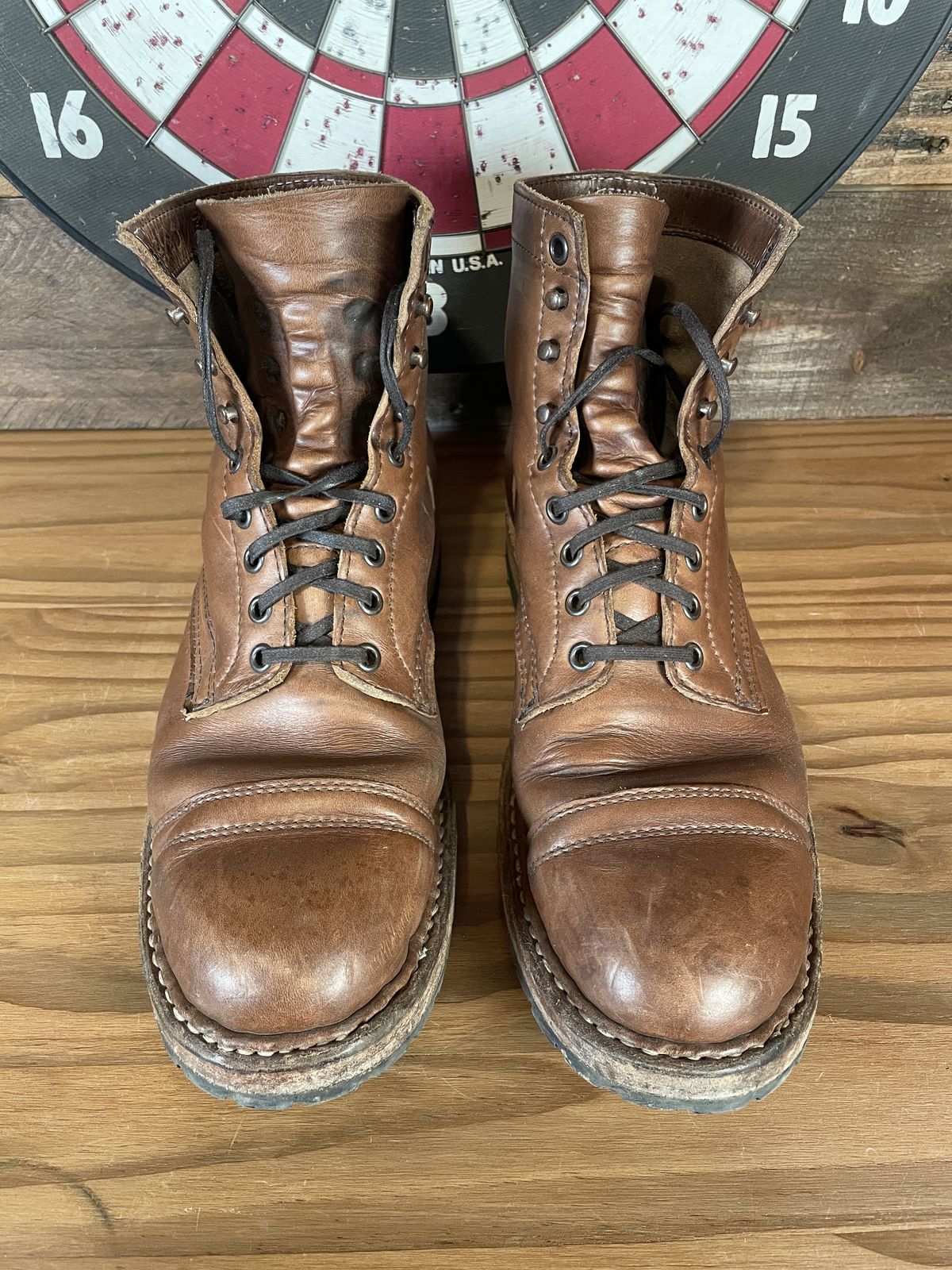 Photo by patinathunderdome on March 5, 2022 of the White's MP-Sherman Toe Cap in Horween Natural Chromexcel.