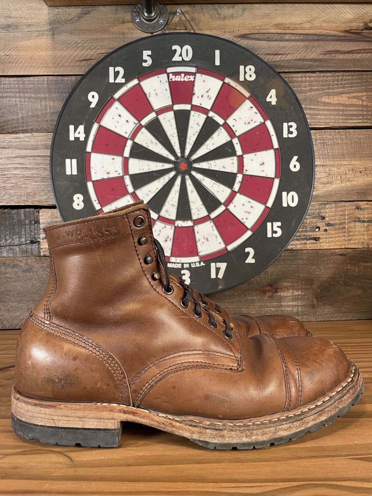 Photo by patinathunderdome on March 5, 2022 of the White's MP-Sherman Toe Cap in Horween Natural Chromexcel.