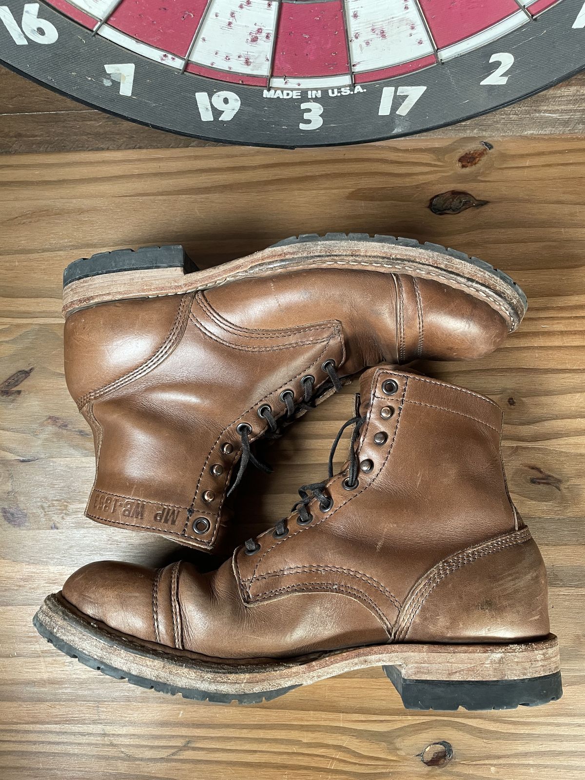 Photo by patinathunderdome on March 5, 2022 of the White's MP-Sherman Toe Cap in Horween Natural Chromexcel.