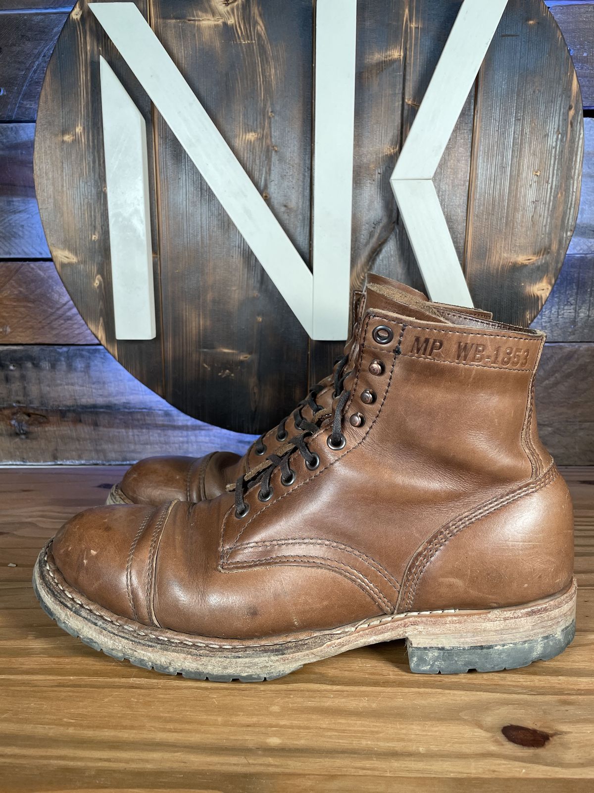 Photo by patinathunderdome on April 5, 2022 of the White's MP-Sherman Toe Cap in Horween Natural Chromexcel.