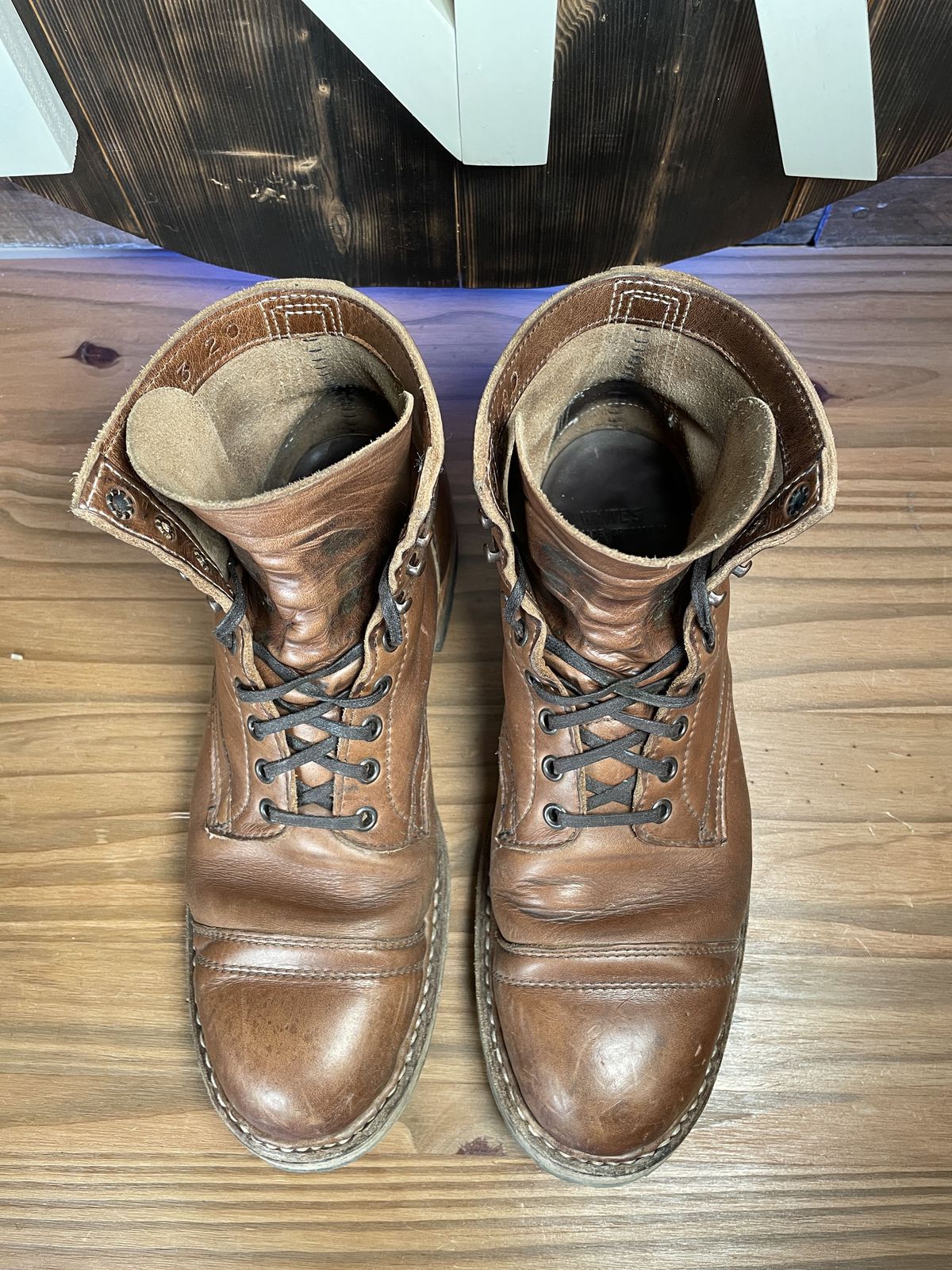 Photo by patinathunderdome on April 5, 2022 of the White's MP-Sherman Toe Cap in Horween Natural Chromexcel.