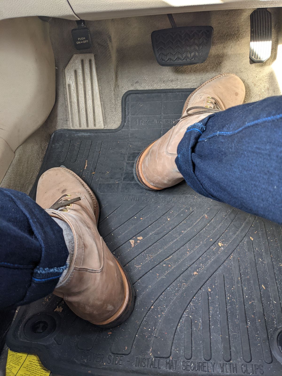 Photo by patinathunderdome on December 2, 2021 of the Viberg Service Boot in Maryam Light Grey Horsebutt.