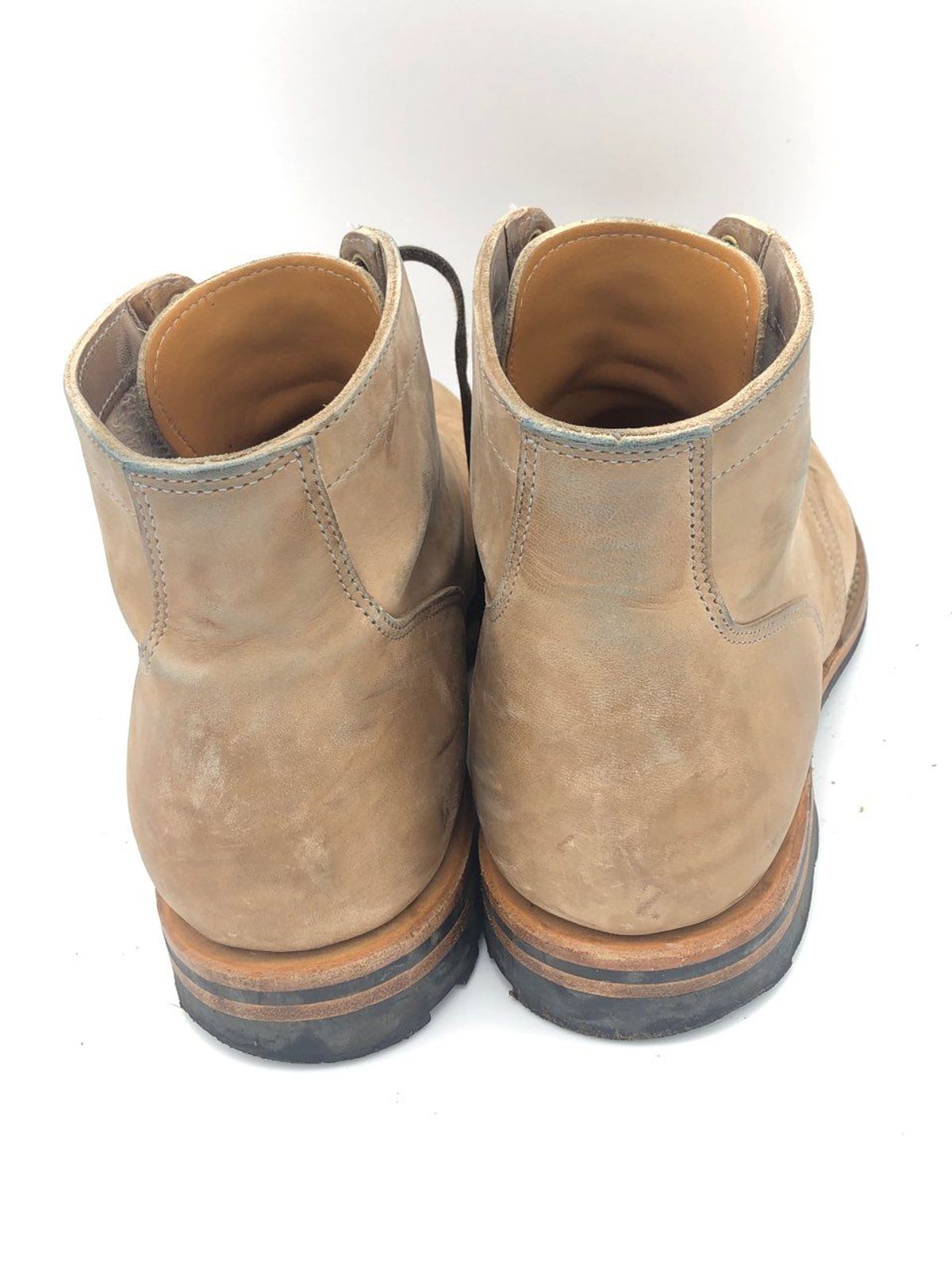 Photo by patinathunderdome on January 2, 2022 of the Viberg Service Boot in Maryam Light Grey Horsebutt.