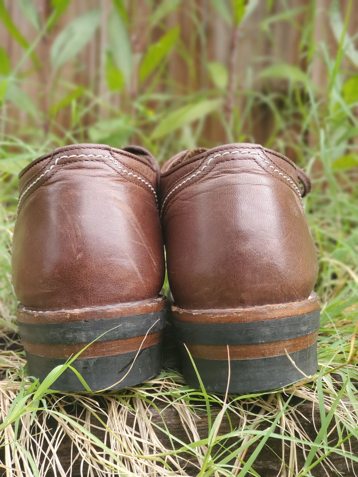 Photo by patinathunderdome on November 4, 2021 of the The Flat Head Oxford Shoe in Brown Teacore Horsebutt.