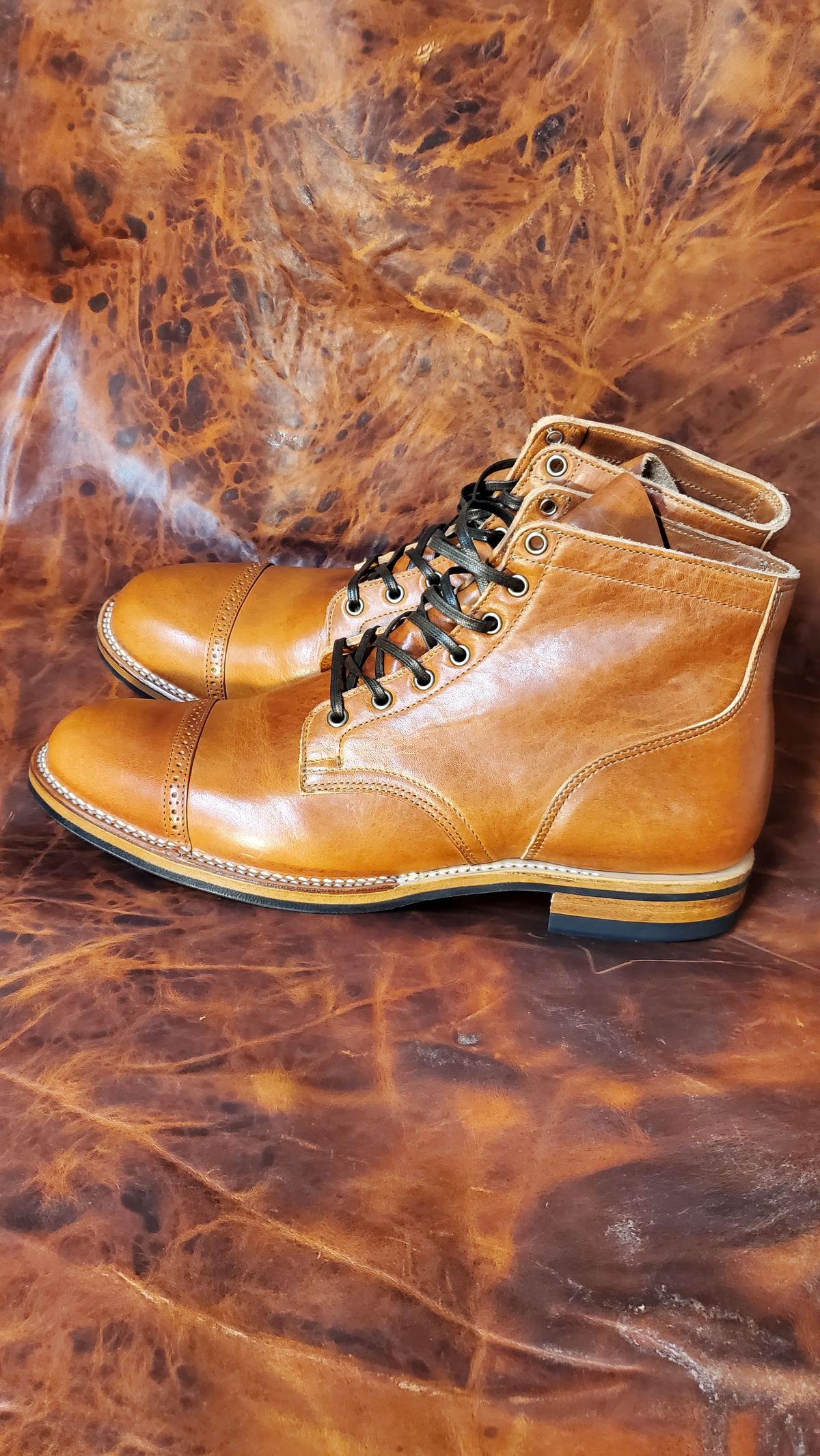 Photo by patinathunderdome on September 30, 2021 of the Viberg Service Boot in Horween Natural Dublin.