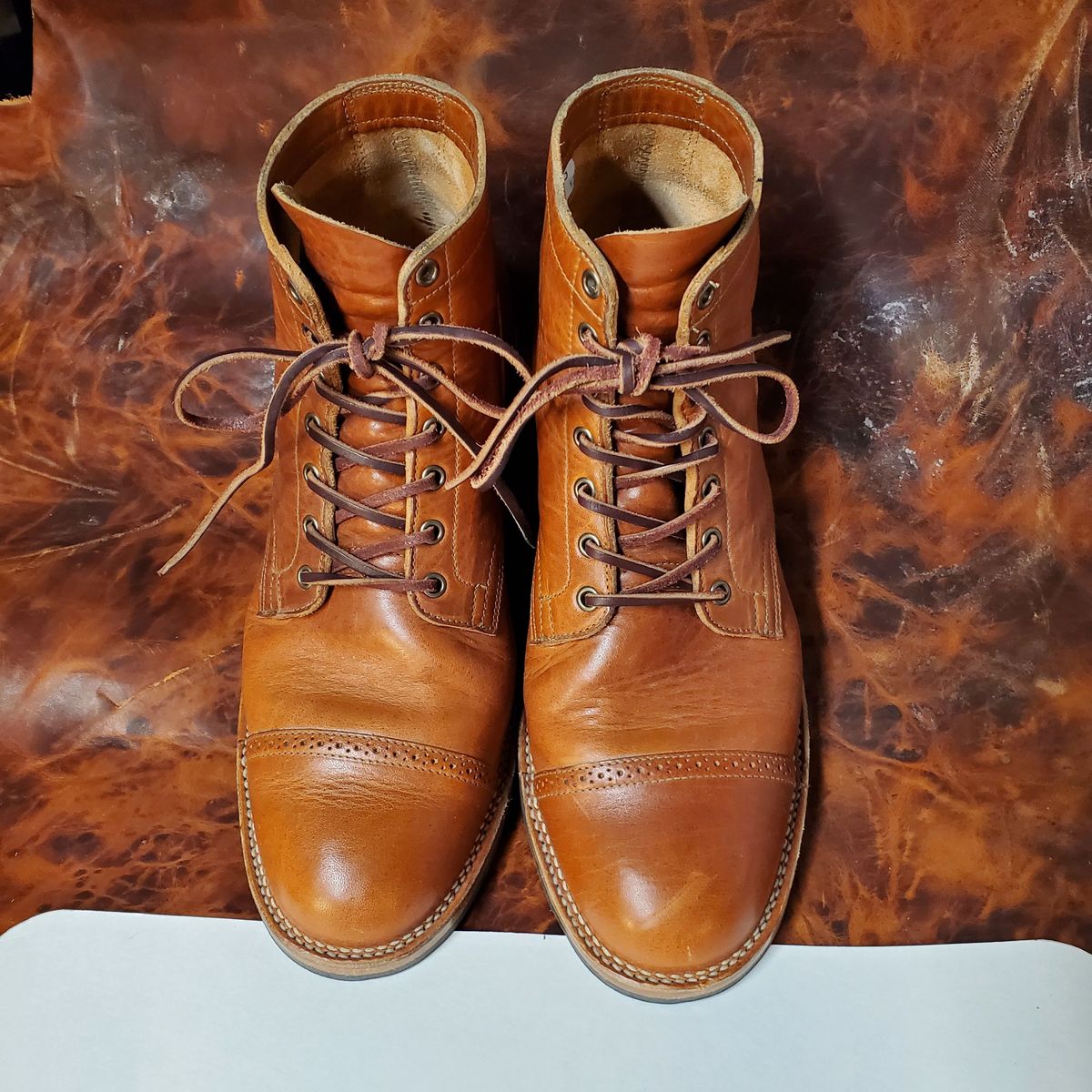 Photo by patinathunderdome on November 3, 2021 of the Viberg Service Boot in Horween Natural Dublin.