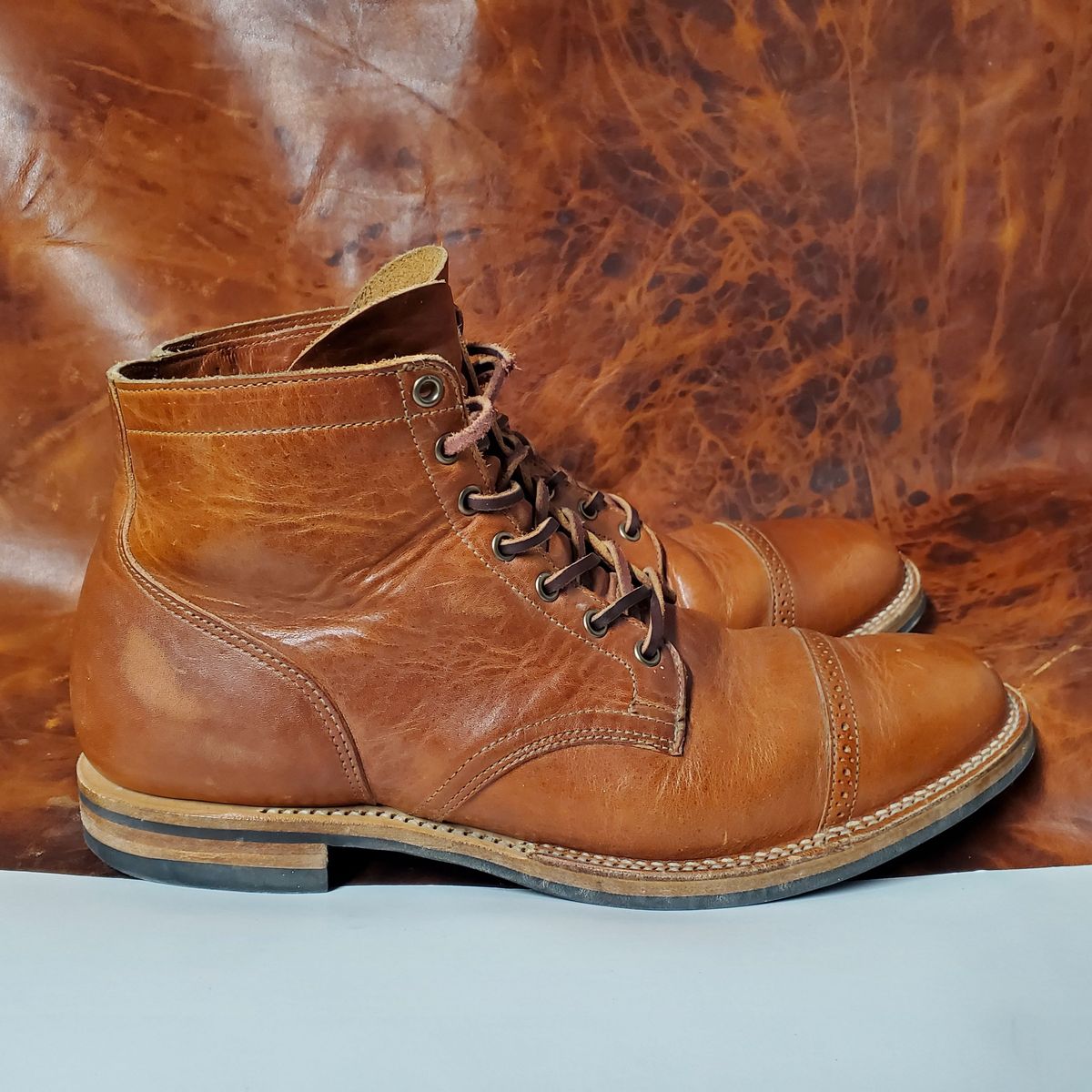 Photo by patinathunderdome on December 5, 2021 of the Viberg Service Boot in Horween Natural Dublin.