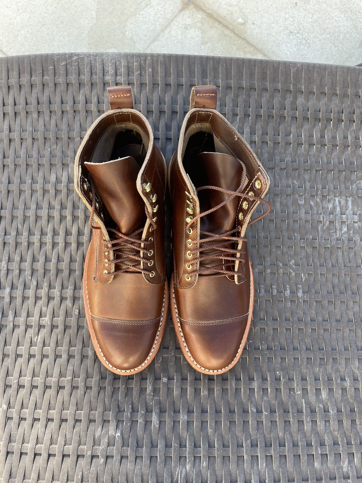 Photo by patinathunderdome on October 3, 2021 of the White's Khonsu Boot in Horween British Tan Chromexcel.