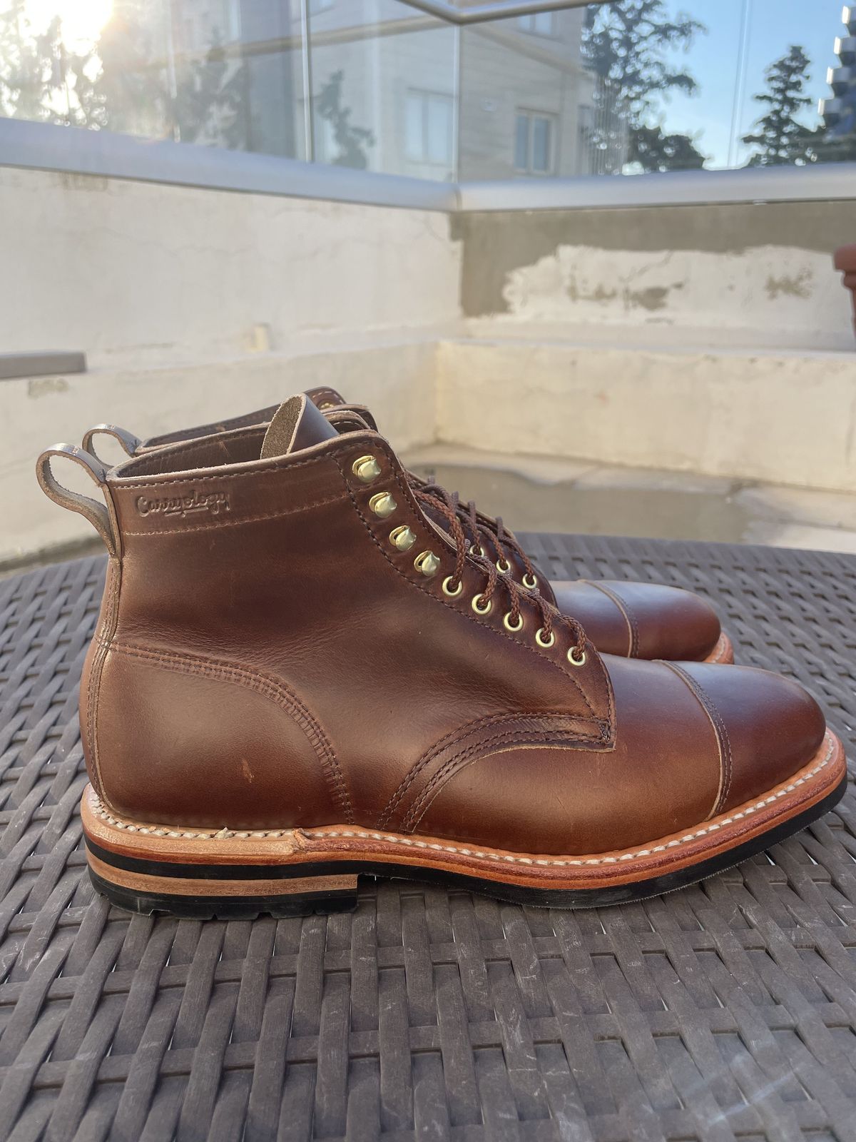 Photo by patinathunderdome on October 3, 2021 of the White's Khonsu Boot in Horween British Tan Chromexcel.