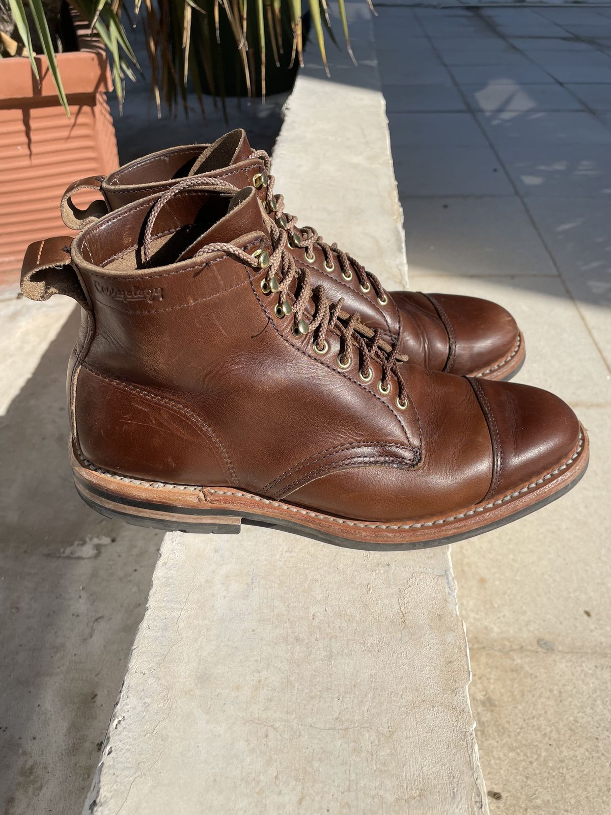 Photo by patinathunderdome on November 9, 2021 of the White's Khonsu Boot in Horween British Tan Chromexcel.