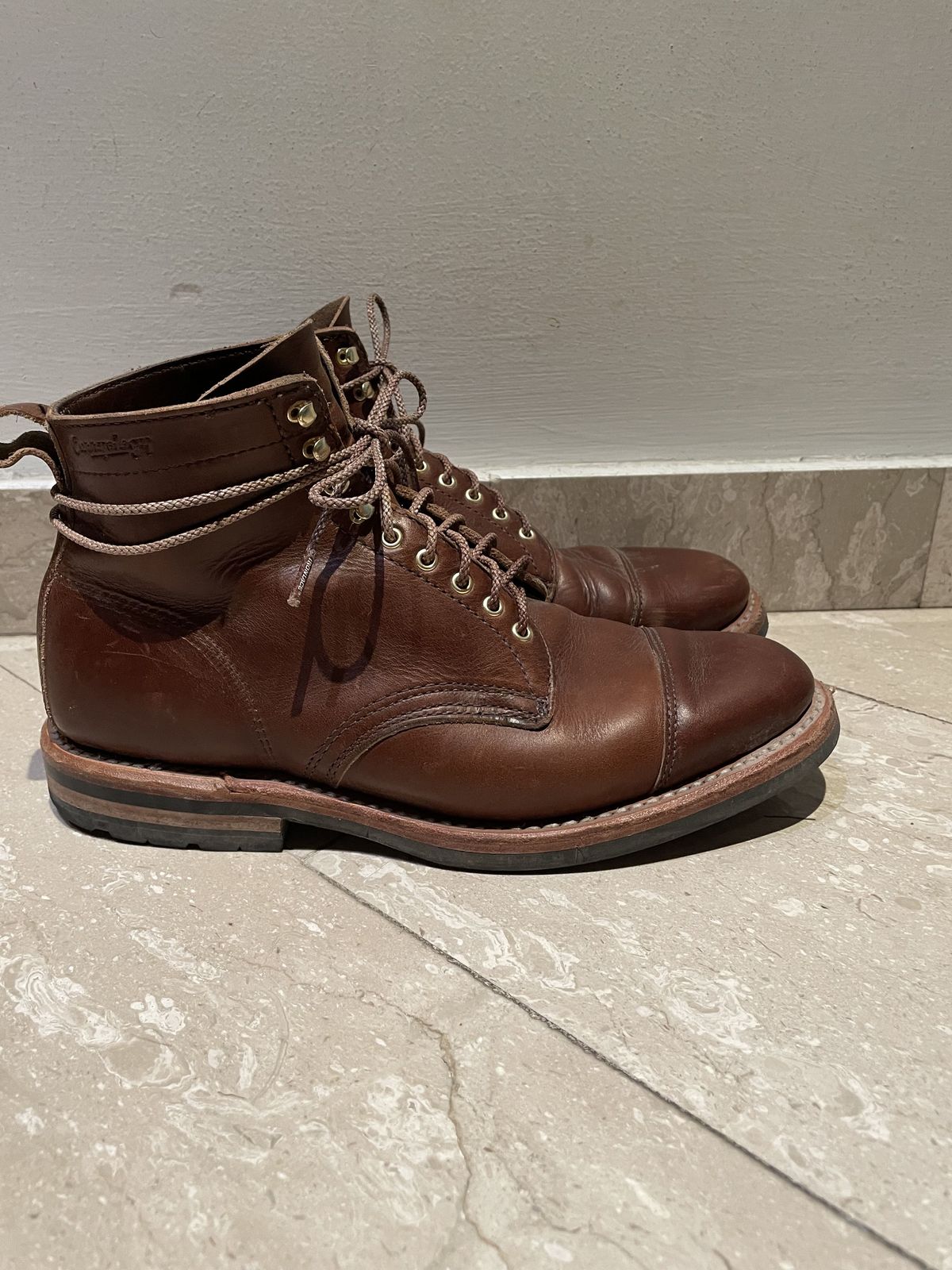 Photo by patinathunderdome on December 5, 2021 of the White's Khonsu Boot in Horween British Tan Chromexcel.