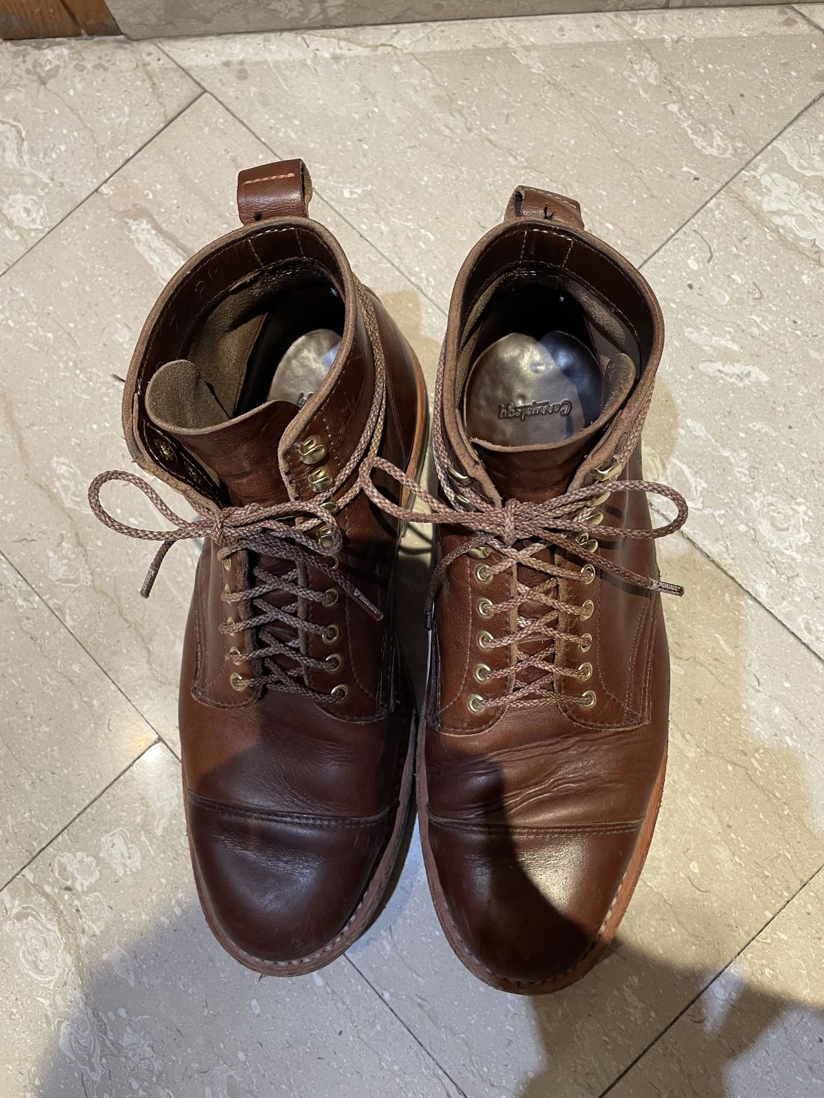 Photo by patinathunderdome on December 5, 2021 of the White's Khonsu Boot in Horween British Tan Chromexcel.