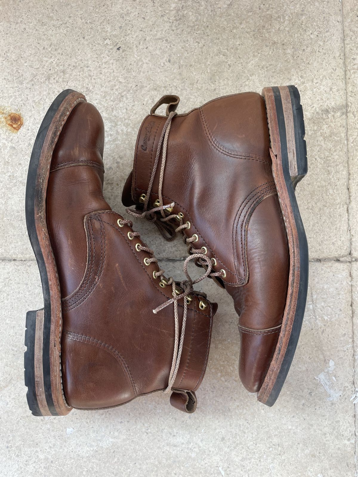 Photo by patinathunderdome on January 5, 2022 of the White's Khonsu Boot in Horween British Tan Chromexcel.