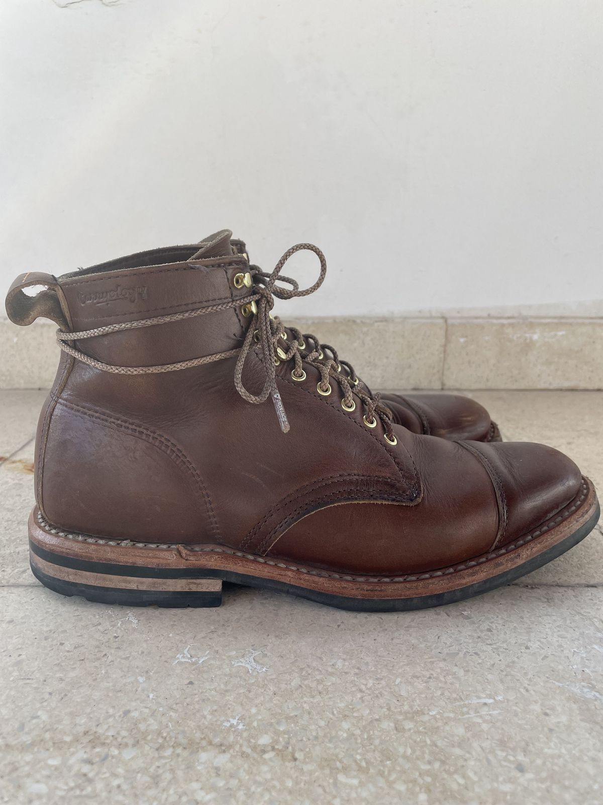 Photo by patinathunderdome on January 5, 2022 of the White's Khonsu Boot in Horween British Tan Chromexcel.