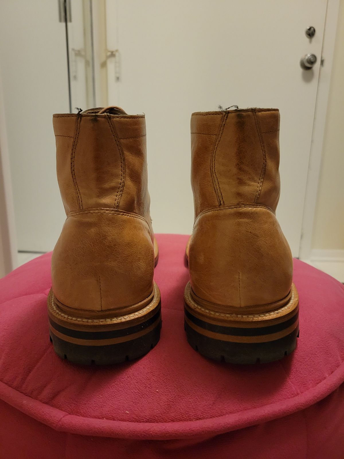 Photo by patinathunderdome on January 1, 2022 of the Grant Stone Ottawa Boot in Incas Natural Kangaroo.