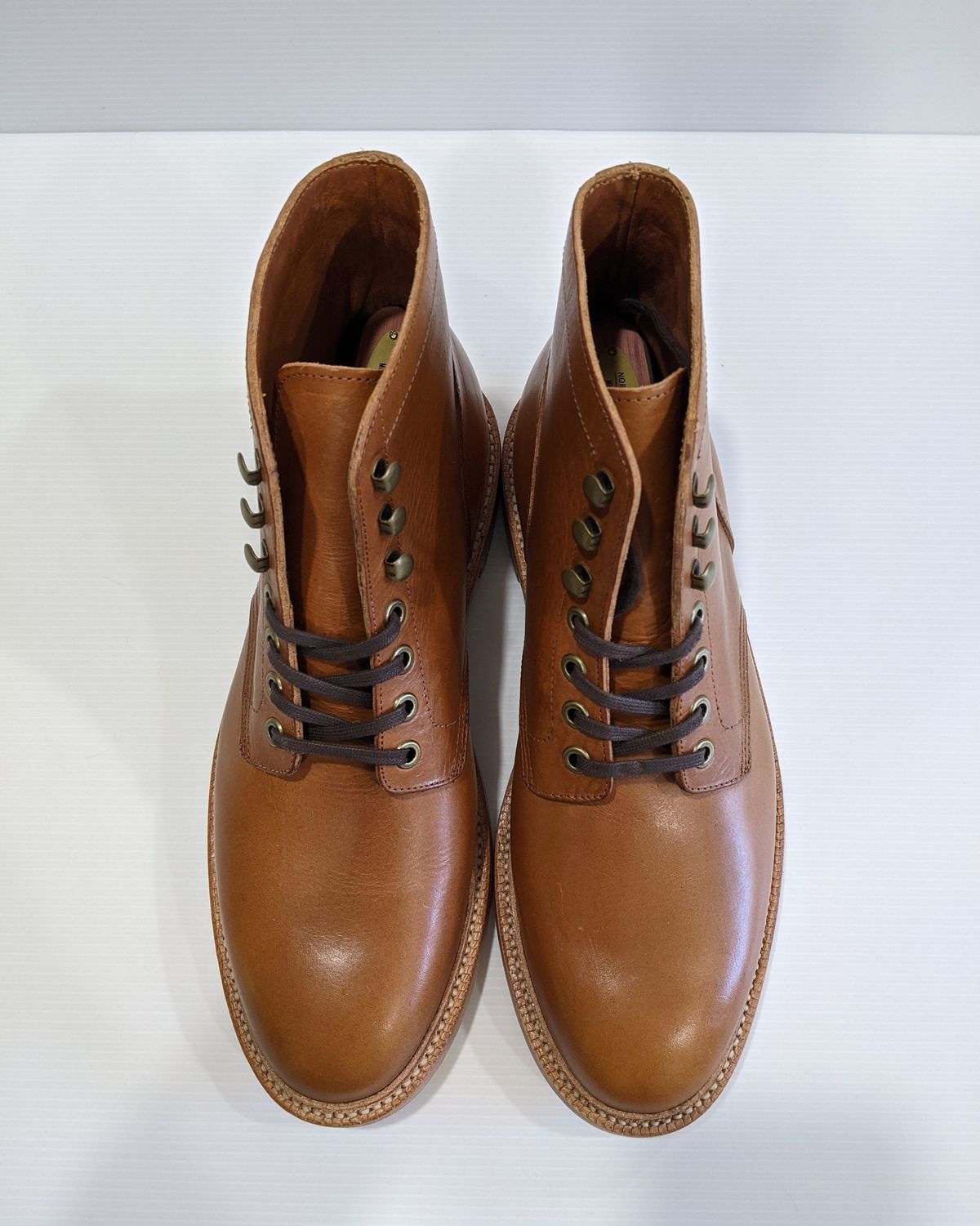Photo by patinathunderdome on October 2, 2021 of the Grant Stone Diesel Boot in Badalassi Carlo Saddle Tan Minerva.