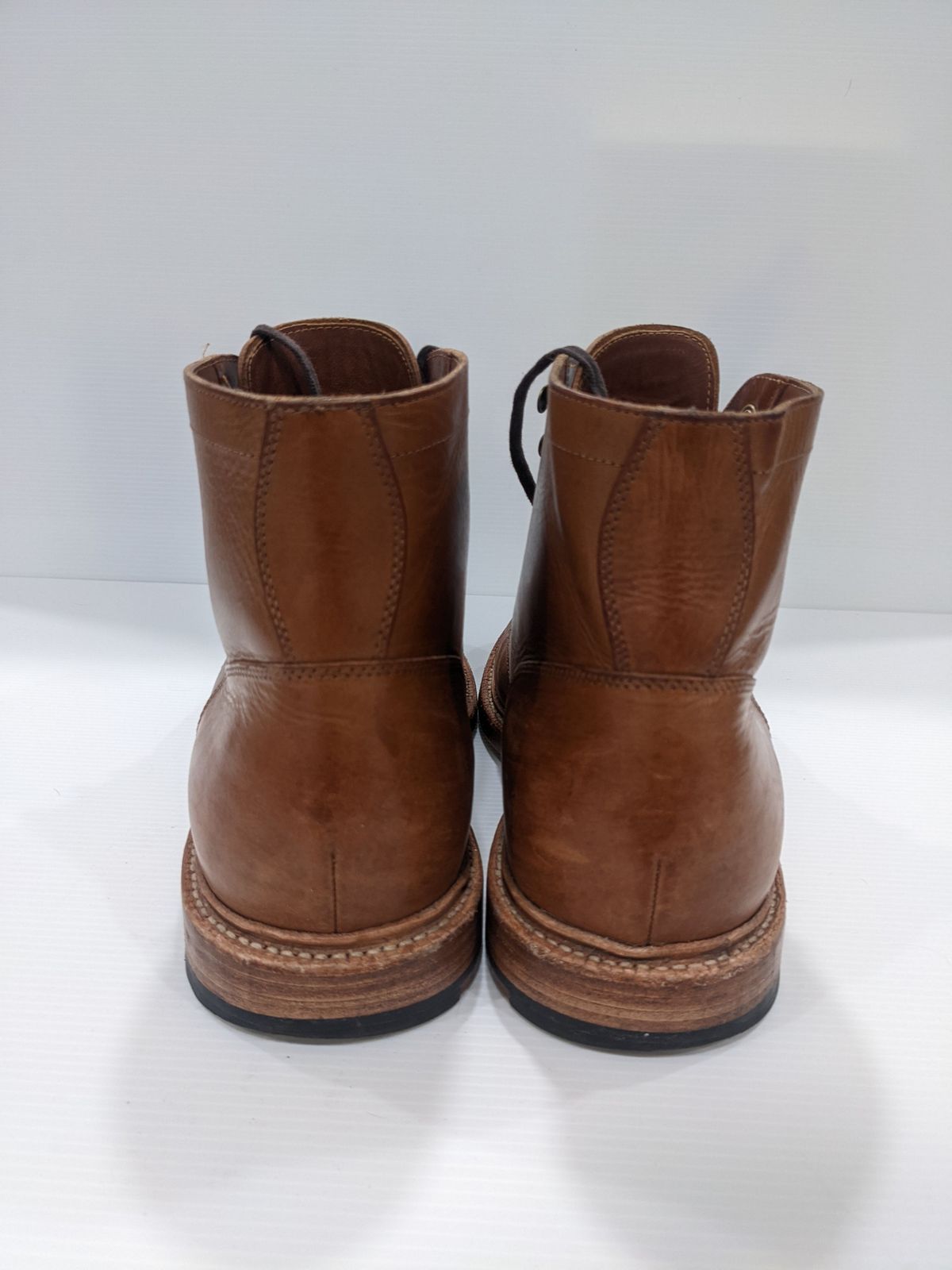 Photo by patinathunderdome on January 5, 2022 of the Grant Stone Diesel Boot in Badalassi Carlo Saddle Tan Minerva.