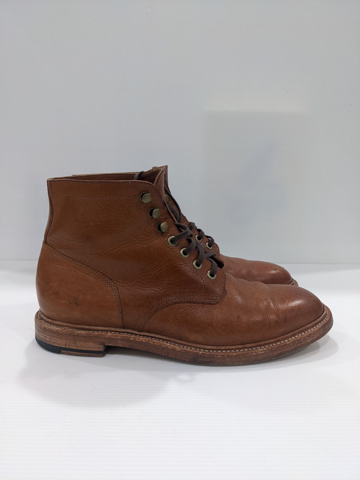 Photo by patinathunderdome on January 5, 2022 of the Grant Stone Diesel Boot in Badalassi Carlo Saddle Tan Minerva.