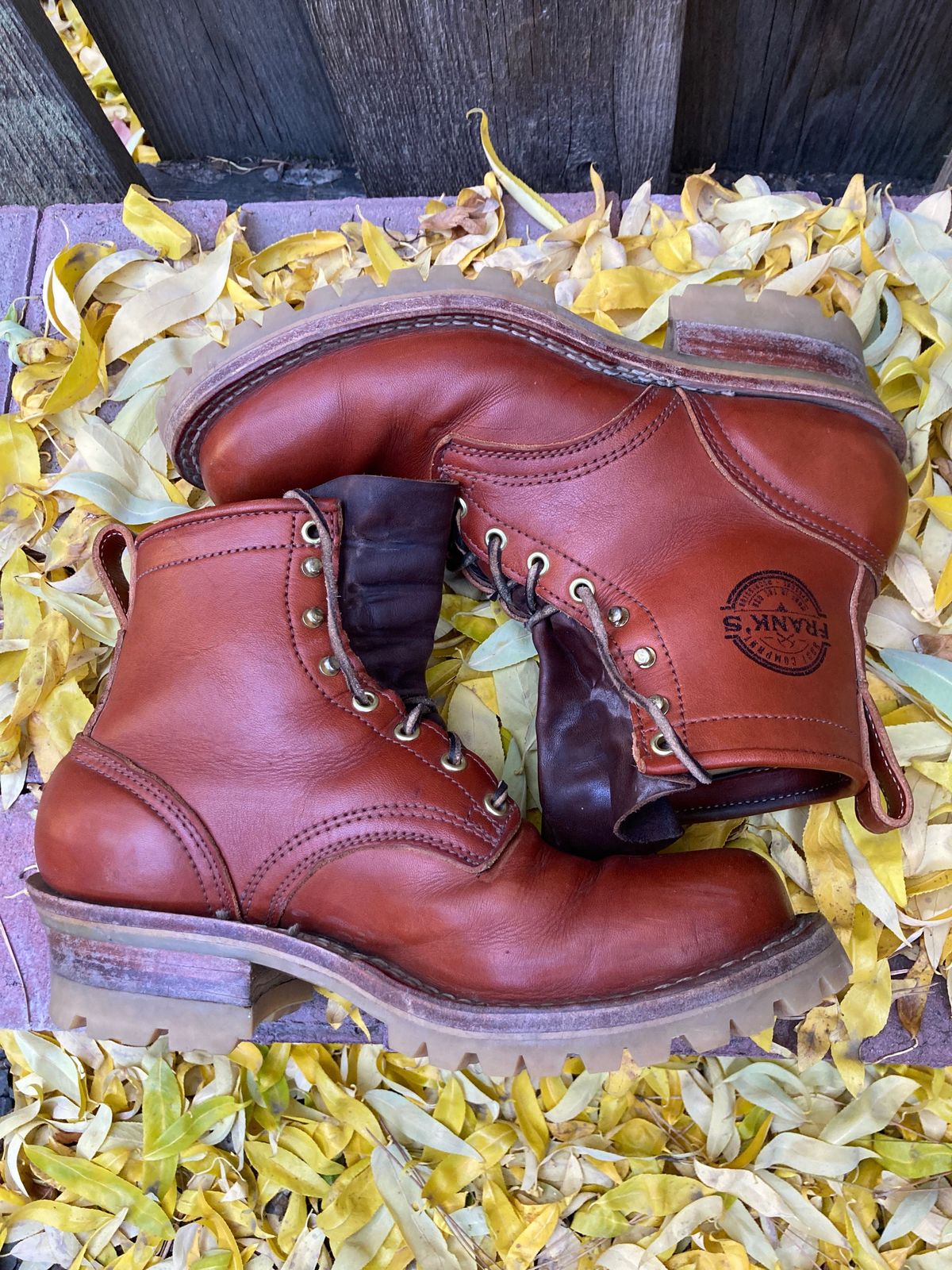 Photo by patinathunderdome on November 1, 2021 of the Frank's Boots Wilshire in Wickett & Craig Chestnut English Bridle.