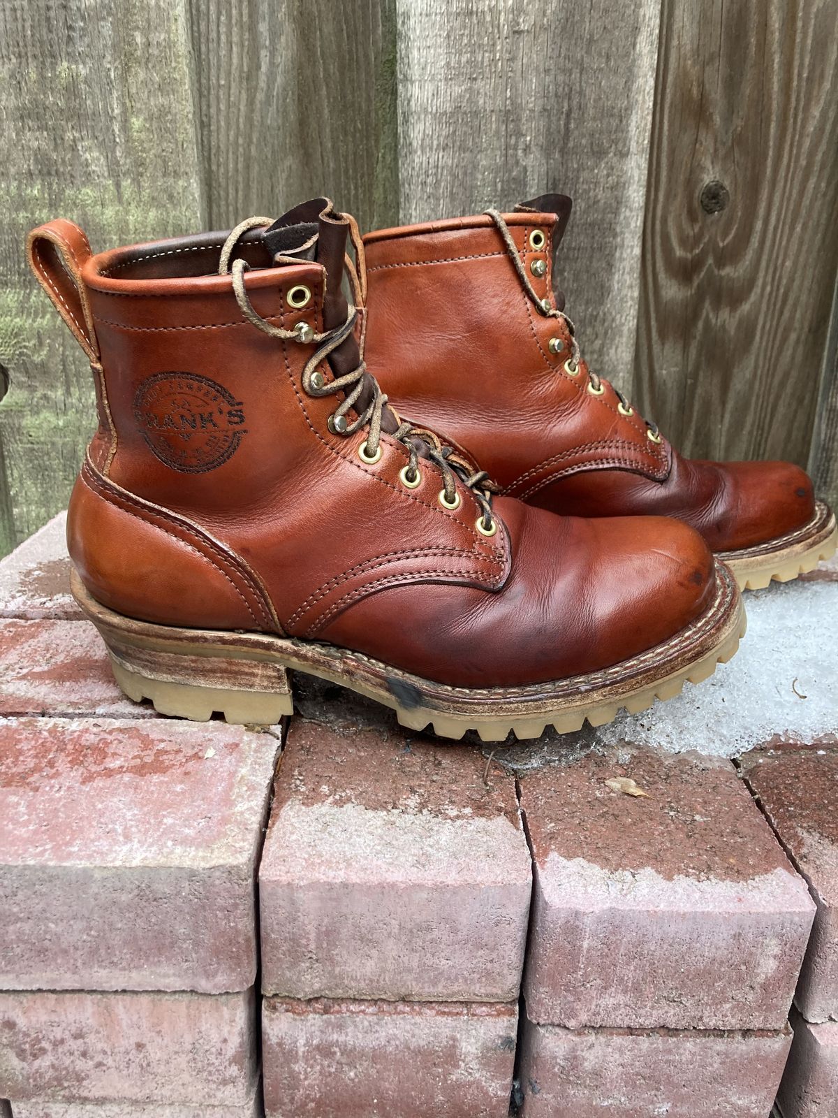 Photo by patinathunderdome on February 1, 2022 of the Frank's Boots Wilshire in Wickett & Craig Chestnut English Bridle.