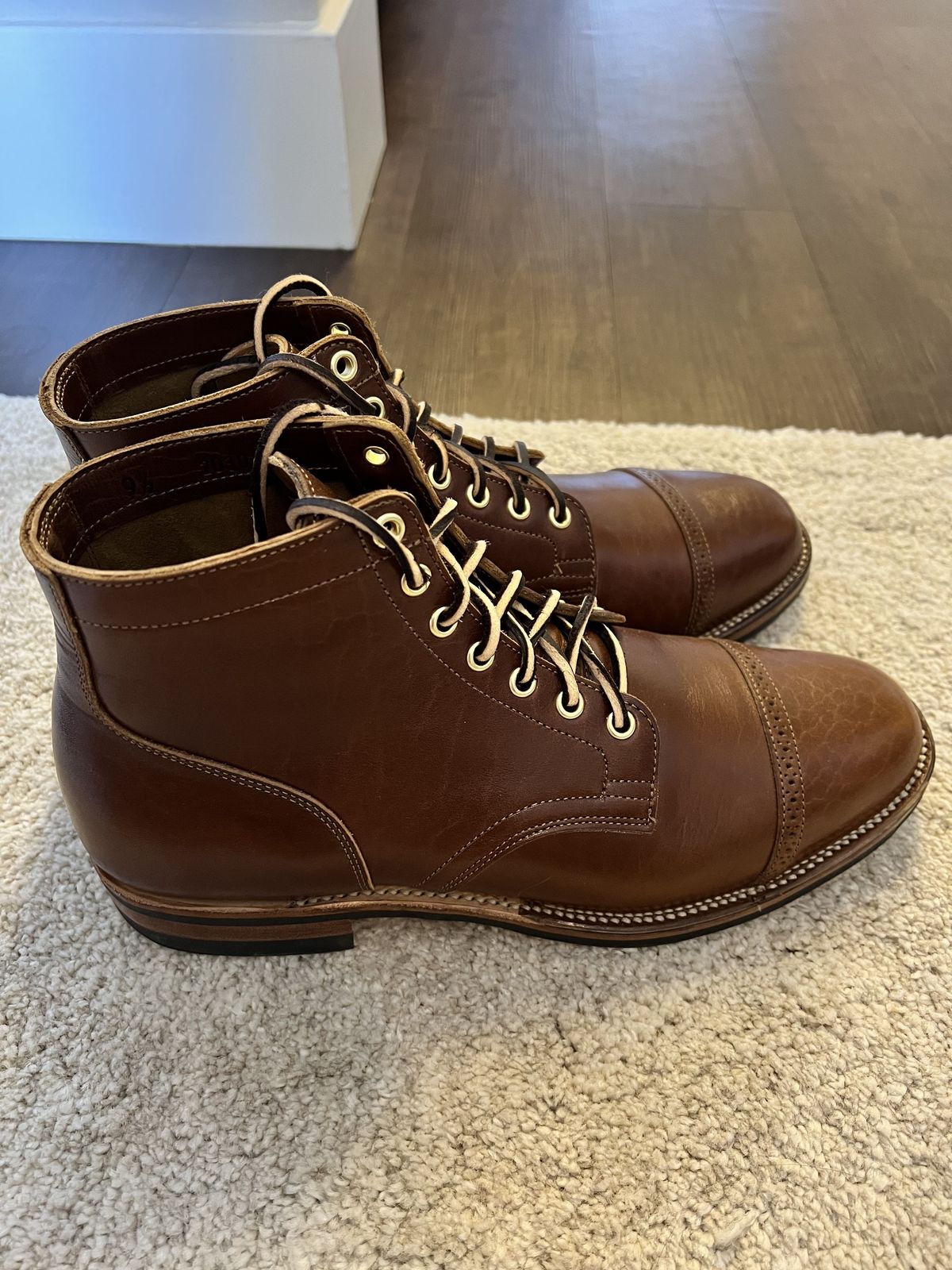 Photo by patinathunderdome on September 30, 2021 of the Viberg Service Boot in Shinki Brown Oiled Horsebutt.