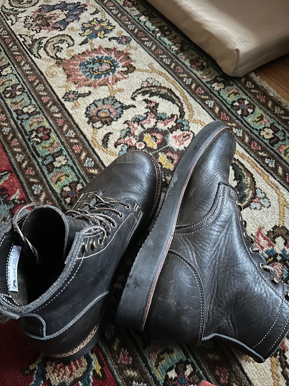 Photo by patinathunderdome on December 1, 2023 of the Truman Service Boot in Seidel Charcoal Grizzly.