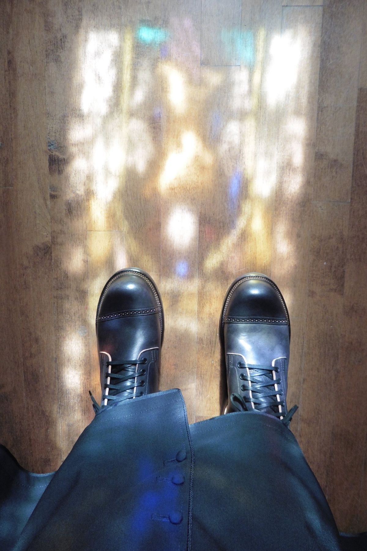 Photo by patinathunderdome on October 4, 2022 of the Viberg Service Boot in Maryam Black Horsebutt.