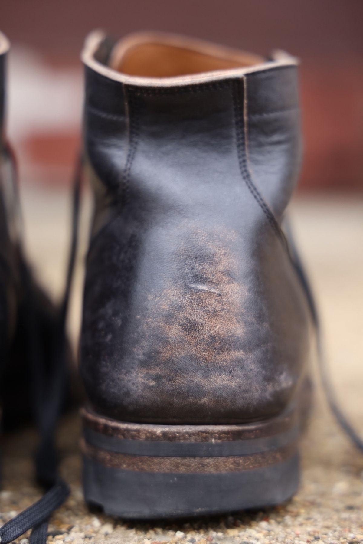 Photo by patinathunderdome on April 4, 2023 of the Viberg Service Boot in Maryam Black Horsebutt.