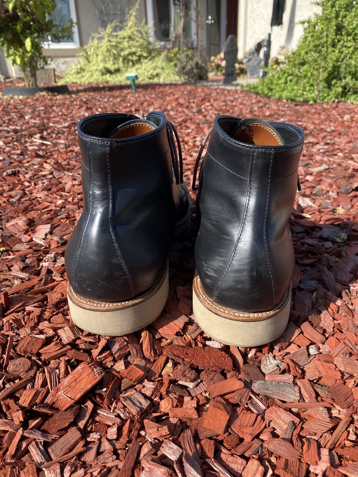 Photo by patinathunderdome on November 2, 2021 of the Alden Indy Boot in Horween Black Chromexcel.