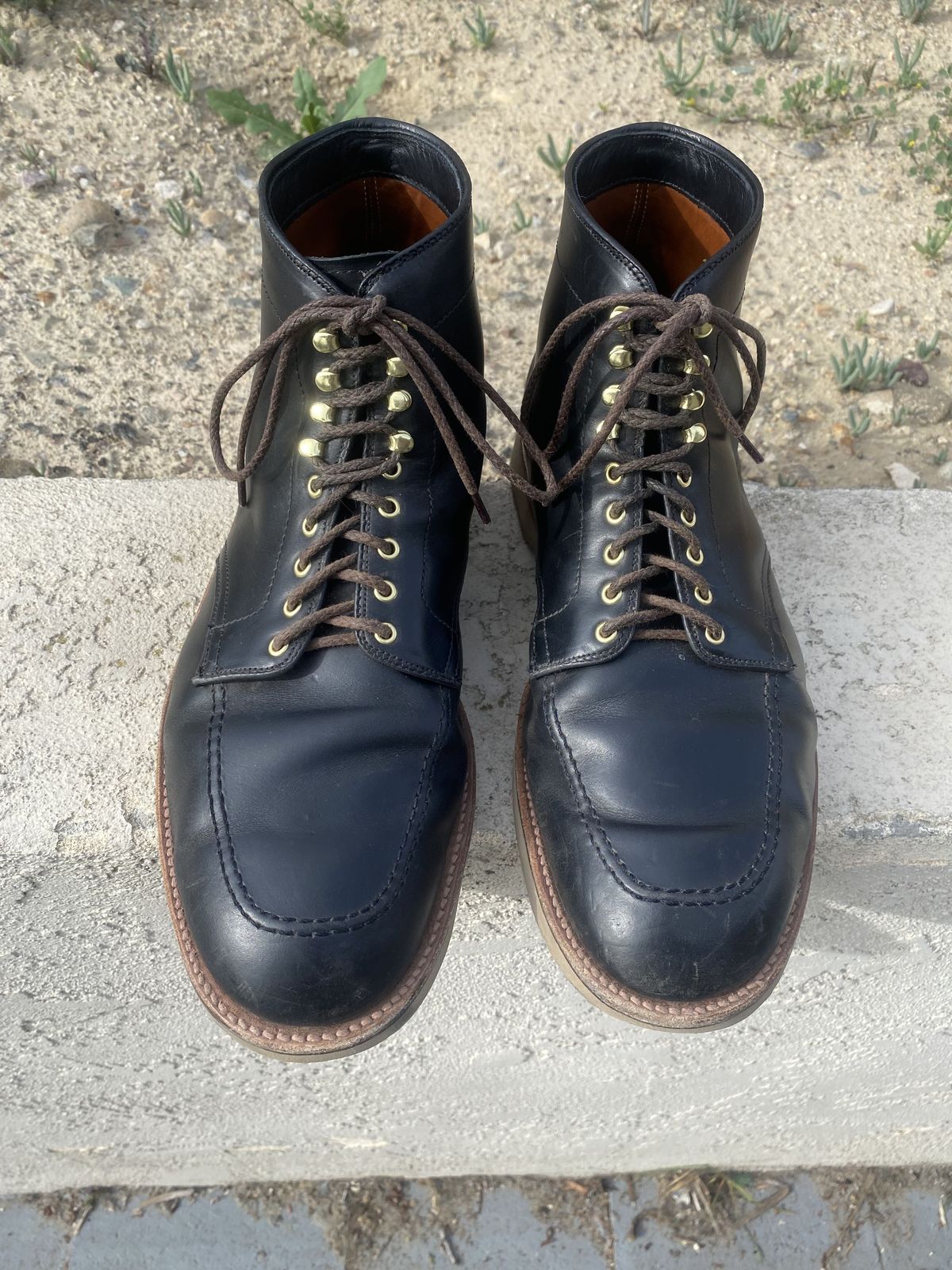 Photo by patinathunderdome on March 2, 2022 of the Alden Indy Boot in Horween Black Chromexcel.