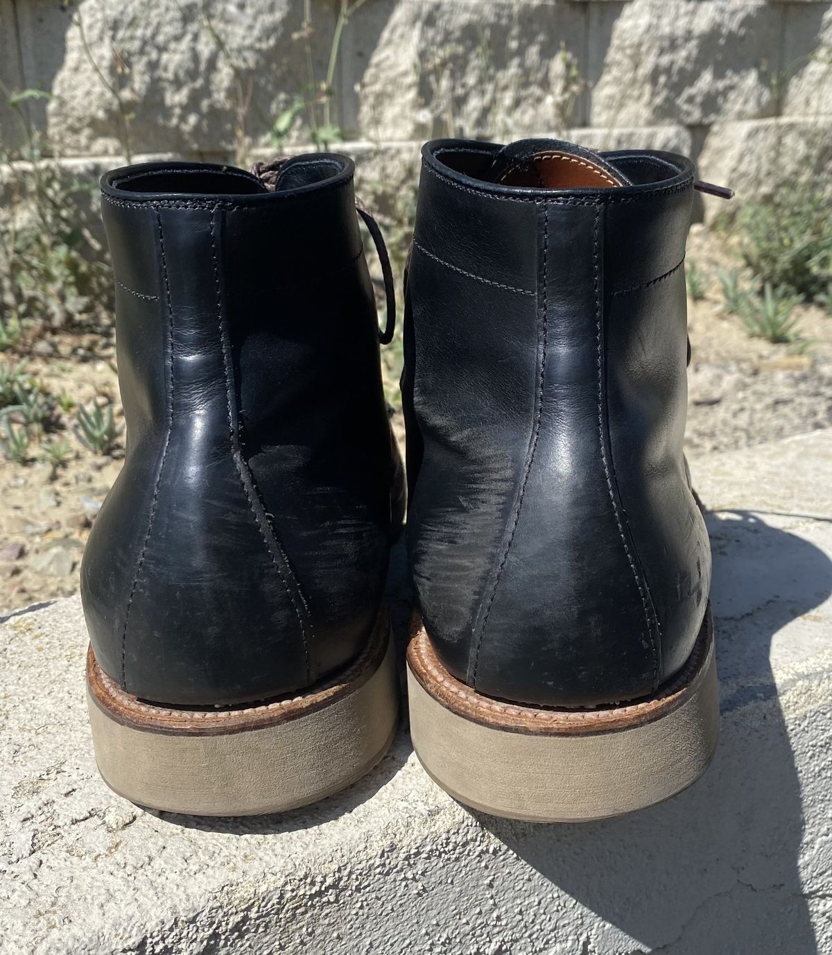 Photo by patinathunderdome on April 4, 2022 of the Alden Indy Boot in Horween Black Chromexcel.