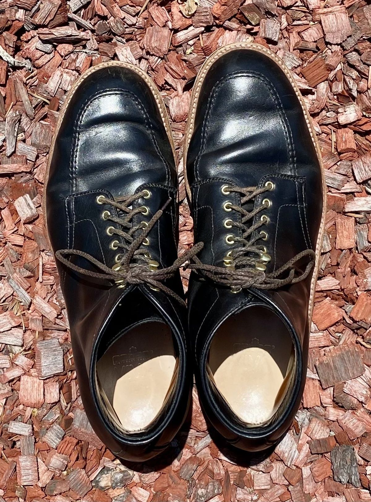 Photo by patinathunderdome on May 5, 2022 of the Alden Indy Boot in Horween Black Chromexcel.