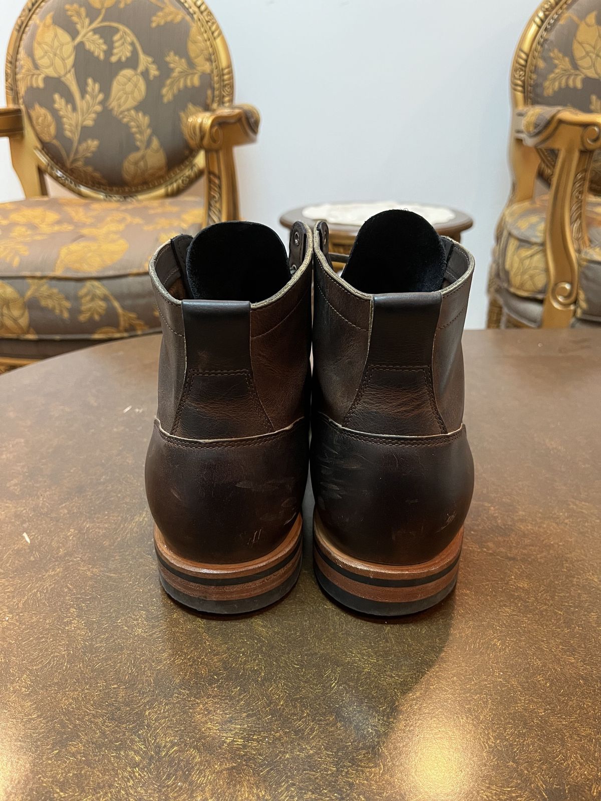Photo by patinathunderdome on January 4, 2022 of the Viberg Service Boot in Horween Rowdy Dachshund.