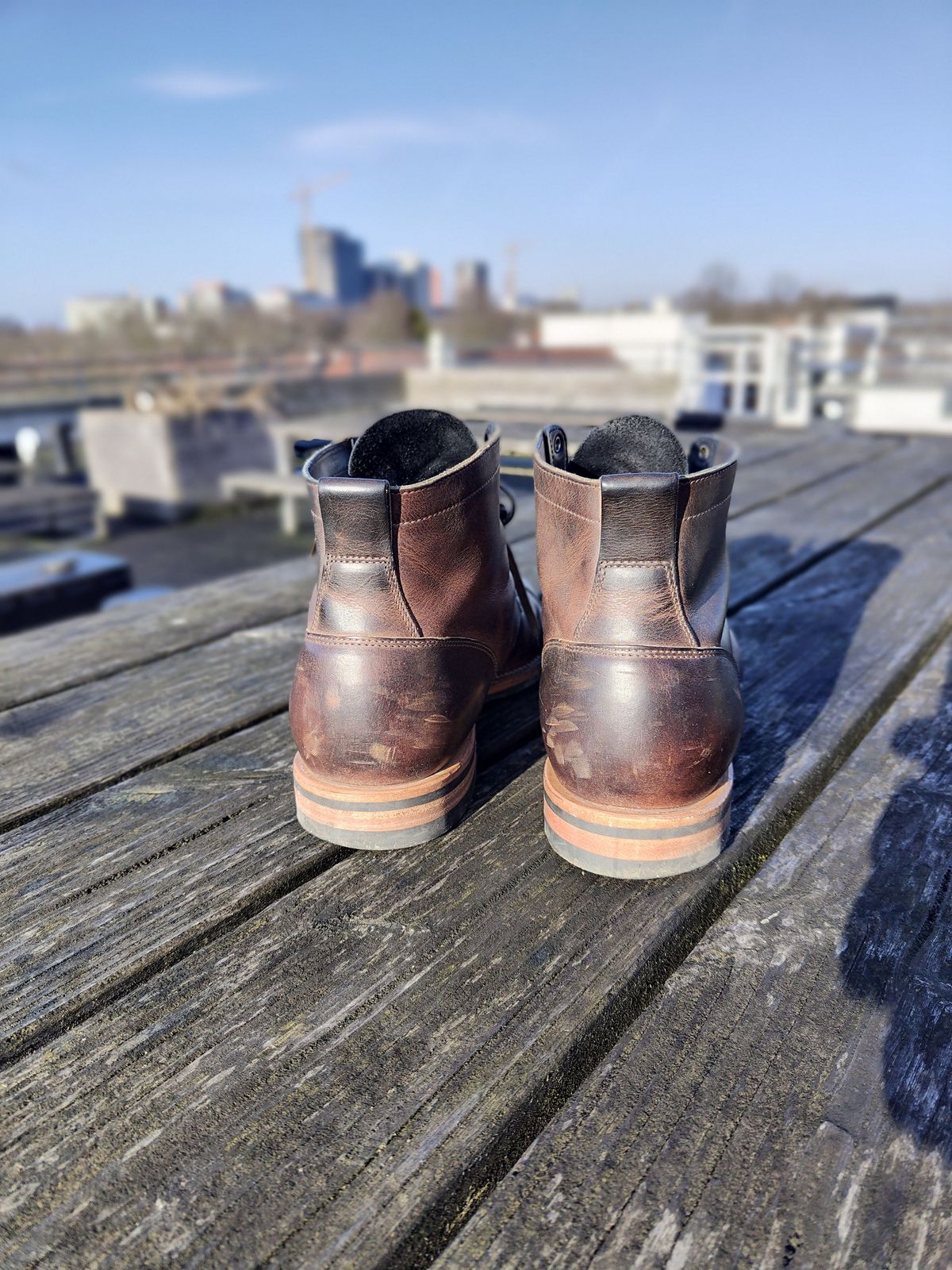 Photo by patinathunderdome on February 5, 2022 of the Viberg Service Boot in Horween Rowdy Dachshund.
