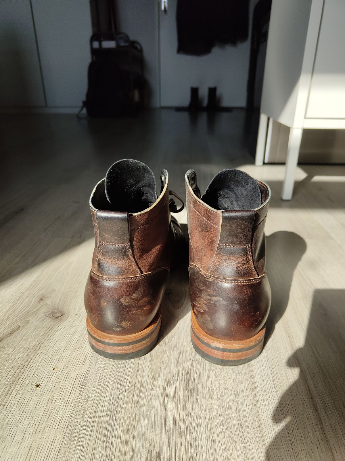 Photo by patinathunderdome on March 5, 2022 of the Viberg Service Boot in Horween Rowdy Dachshund.