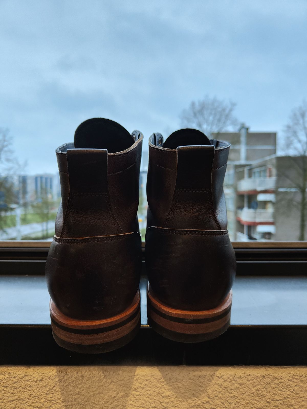 Photo by patinathunderdome on April 5, 2022 of the Viberg Service Boot in Horween Rowdy Dachshund.