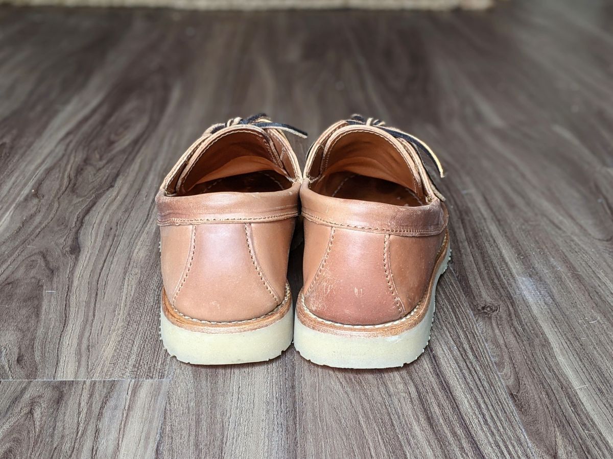 Photo by patinathunderdome on November 1, 2021 of the Rancourt & Co. Classic Ranger-Moc in Horween Natural Shell Cordovan.