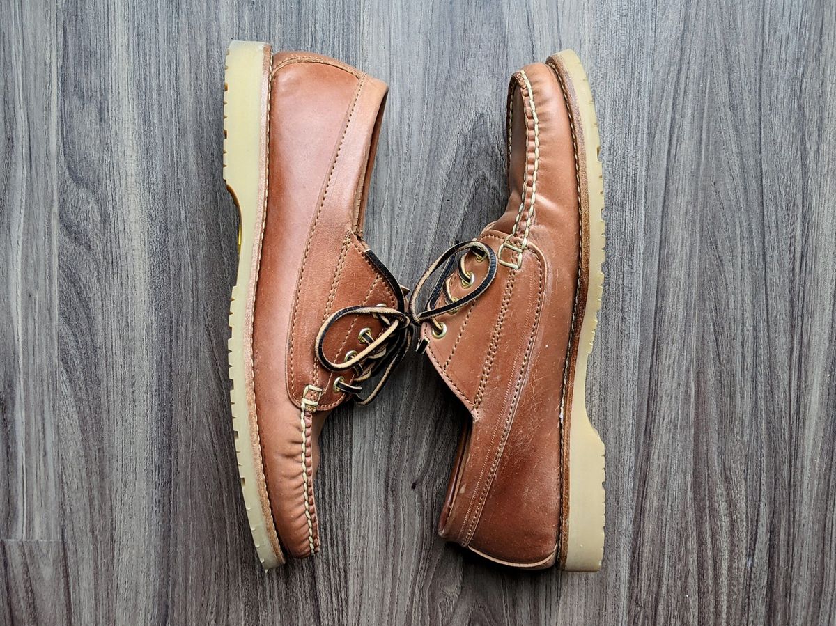 Photo by patinathunderdome on November 1, 2021 of the Rancourt & Co. Classic Ranger-Moc in Horween Natural Shell Cordovan.
