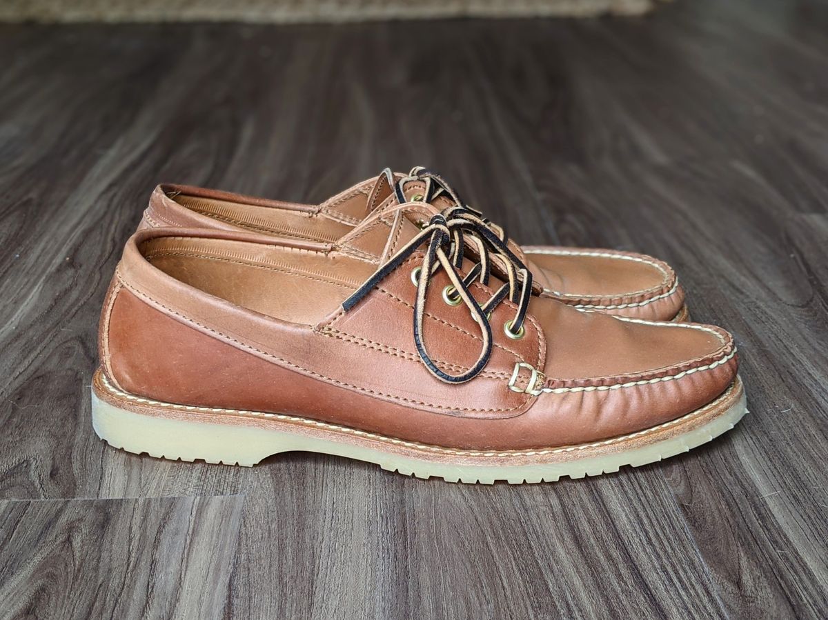 Photo by patinathunderdome on November 1, 2021 of the Rancourt & Co. Classic Ranger-Moc in Horween Natural Shell Cordovan.