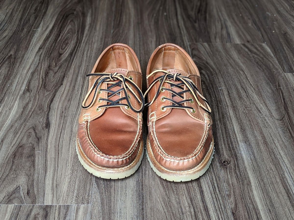 Photo by patinathunderdome on November 1, 2021 of the Rancourt & Co. Classic Ranger-Moc in Horween Natural Shell Cordovan.