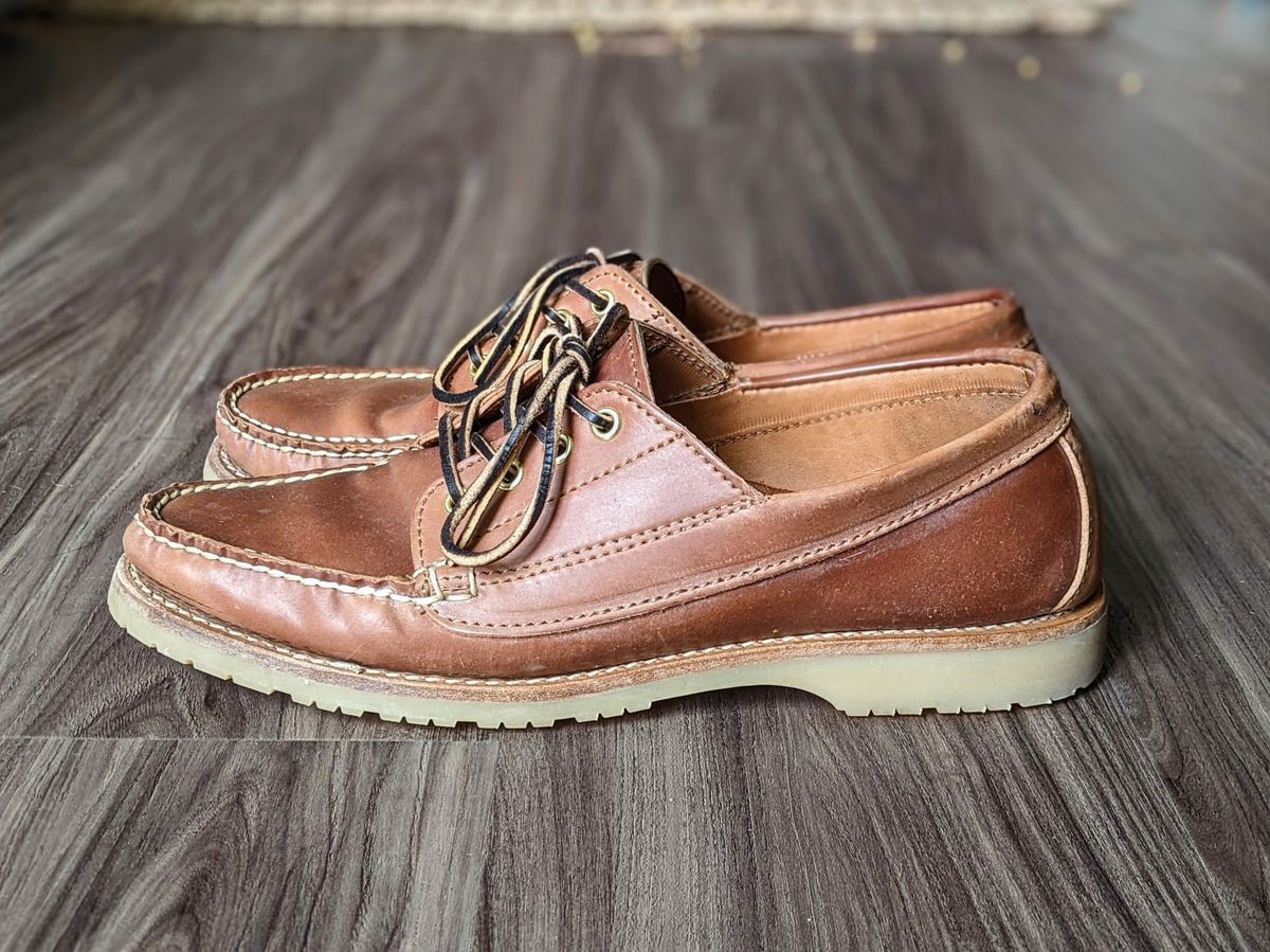 Photo by patinathunderdome on December 3, 2021 of the Rancourt & Co. Classic Ranger-Moc in Horween Natural Shell Cordovan.
